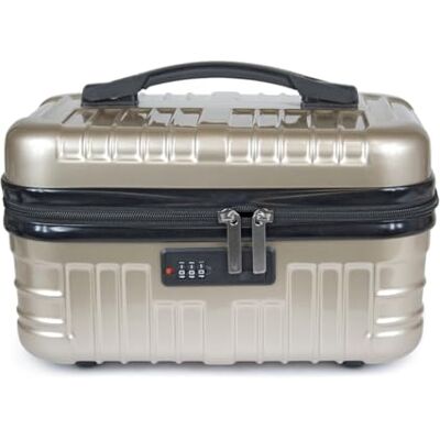 KINSTON Vanity Case Rigide Trousse de Toilette Voyage Cosmétiques Code Rigide avec Poignet Grande capacité Champagne - Publicité KINSTON Vanity Case Rigide Trousse de Toilette Voyage Cosmétiques Code Rigide avec Poignet Grande capacité Champagne - Publicité