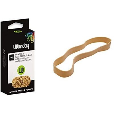 WONDAY Boite de 100g Elastique Bracelets caoutchouc 70 x 5 mm Blond - Publicité WONDAY Boite de 100g Elastique Bracelets caoutchouc 70 x 5 mm Blond - Publicité