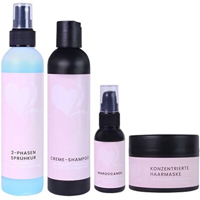 hair2heart Kit de soin pour extensions de cheveux humains traitement en spray à 2 phases, shampooing crème, huile capillaire et masque capillaire pour des cheveux éclatants de santé - Publicité hair2heart Kit de soin pour extensions de cheveux humains traitement en spray à 2 phases, shampooing crème, huile capillaire et masque capillaire pour des cheveux éclatants de santé - Publicité
