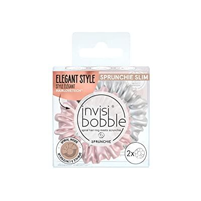 invisibobble chouchou cheveux femme soie rose et argent Sprunchie Slim Bella Chrome x2 Chouchou satin pour femme et fille avec un elastique cheveux spirale - Publicité invisibobble chouchou cheveux femme soie rose et argent Sprunchie Slim Bella Chrome x2 Chouchou satin pour femme et fille avec un elastique cheveux spirale - Publicité
