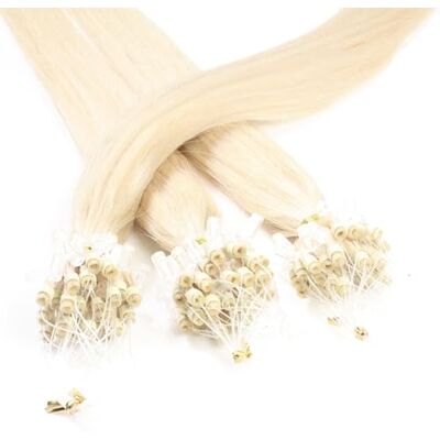 hair2heart 25 x 0.5g Extension cheveux à froid loops 50cm, couleur #60 Blonde platine, lisse - Publicité hair2heart 25 x 0.5g Extension cheveux à froid loops 50cm, couleur #60 Blonde platine, lisse - Publicité