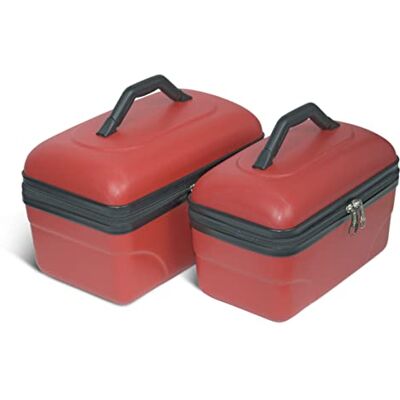 KINSTON Set de 2 Vanity Trousse de Toilette Voyage Cosmétiques, Rigide avec Poignée, Organisateur de Voyage, Boîte de Rangement Grande capacité (Rouge) - Publicité KINSTON Set de 2 Vanity Trousse de Toilette Voyage Cosmétiques, Rigide avec Poignée, Organisateur de Voyage, Boîte de Rangement Grande capacité (Rouge) - Publicité