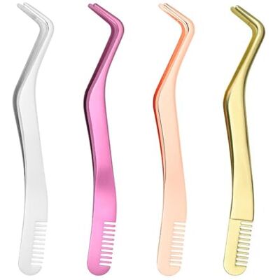 JDNFKG 4 Pincettes En Acier Inoxydable, Recourbe-Cils Avec Peigne, Aides À La Greffe De Cils, Utilisées Pour La Coupe Des Sourcils Et Le Peignage Des Cils. Publicité JDNFKG 4 Pincettes En Acier Inoxydable, Recourbe-Cils Avec Peigne, Aides À La Greffe De Cils, Utilisées Pour La Coupe Des Sourcils Et Le Peignage Des Cils. Publicité