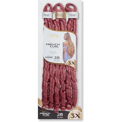 CHERISH Lot de 3 extensions de cheveux synthétiques bouclés 3 x Spirales francaises Curl 28 (couleur rose vin) - Publicité CHERISH Lot de 3 extensions de cheveux synthétiques bouclés 3 x Spirales francaises Curl 28 (couleur rose vin) - Publicité