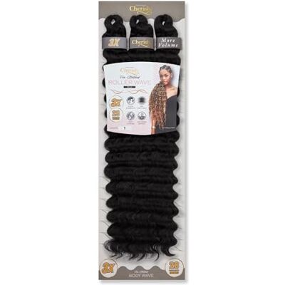 CHERISH Extensions de cheveux synthétiques, ignifuges, texture douce, fixation à l'eau chaude, pré-étirées – Roller Wave 28 (couleur 1 noir de jais) - Publicité CHERISH Extensions de cheveux synthétiques, ignifuges, texture douce, fixation à l'eau chaude, pré-étirées – Roller Wave 28 (couleur 1 noir de jais) - Publicité