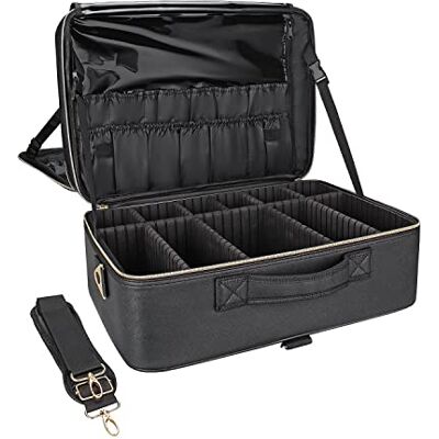 Relavel Trousse de Maquillage Extra Large, Trousse de Maquillage Professionnelle pour Artistes, Trousse de Train, Trousse à cosmétiques de Voyage, Organisateur de pinceaux, matériau en Cuir - Publicité Relavel Trousse de Maquillage Extra Large, Trousse de Maquillage Professionnelle pour Artistes, Trousse de Train, Trousse à cosmétiques de Voyage, Organisateur de pinceaux, matériau en Cuir - Publicité