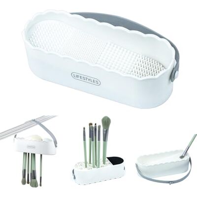 xiruiubao Nettoyeur Pinceau Maquillage, 4 en 1 Tapis de Nettoyage Pinceaux Maquillage, Bol Nettoyage pour Brosse Cosmétiques pour Nettoyer, Séchage et Ranger Make-up Brush et Houppette - Publicité xiruiubao Nettoyeur Pinceau Maquillage, 4 en 1 Tapis de Nettoyage Pinceaux Maquillage, Bol Nettoyage pour Brosse Cosmétiques pour Nettoyer, Séchage et Ranger Make-up Brush et Houppette - Publicité