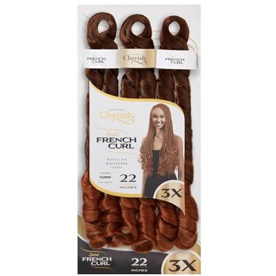 CHERISH Lot de 3 extensions de cheveux synthétiques bouclés bouclés 3 x Spirales francaises Curl 22 (cuivre coloré) - Publicité CHERISH Lot de 3 extensions de cheveux synthétiques bouclés bouclés 3 x Spirales francaises Curl 22 (cuivre coloré) - Publicité