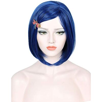 Linfairy Perruque synthétique courte et lisse bleu foncé avec épingle à cheveux pour femme perruque de cosplay pour Halloween et fête costumée (Adult) - Publicité Linfairy Perruque synthétique courte et lisse bleu foncé avec épingle à cheveux pour femme perruque de cosplay pour Halloween et fête costumée (Adult) - Publicité