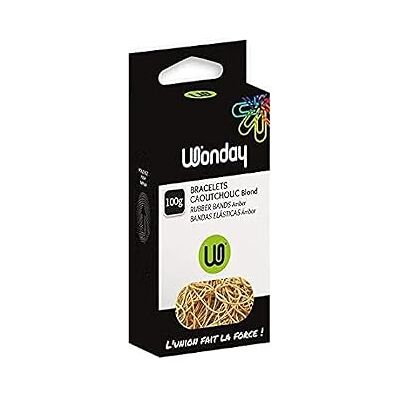 WONDAY Boite de 100g bracelets caoutchouc élastique 200 mm blond - Publicité WONDAY Boite de 100g bracelets caoutchouc élastique 200 mm blond - Publicité