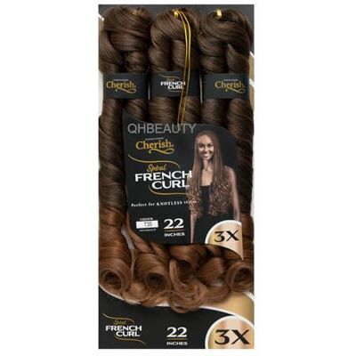 CHERISH Extensions de cheveux tressées bouclées et rebondissantes synthétiques 3 x spirale boucles françaises 55,9 cm (COULEUR T30) - Publicité CHERISH Extensions de cheveux tressées bouclées et rebondissantes synthétiques 3 x spirale boucles françaises 55,9 cm (COULEUR T30) - Publicité