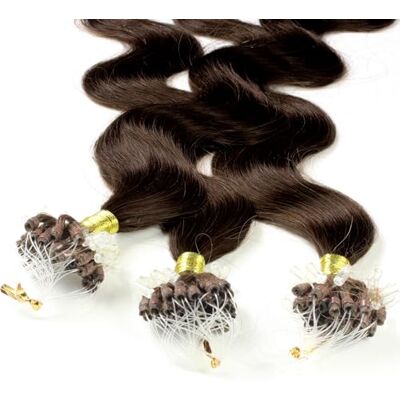 hair2heart 25 x 0.5g Extension cheveux à froid loops 50cm, couleur #4 brun, ondulé - Publicité hair2heart 25 x 0.5g Extension cheveux à froid loops 50cm, couleur #4 brun, ondulé - Publicité