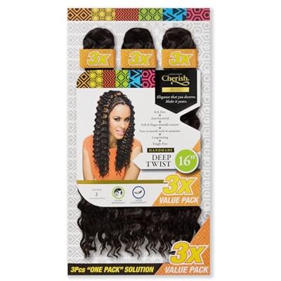 CHERISH /Deep Twist Bulk 40,6 cm / Tresses de cheveux au crochet / Lot économique 3 en 1/Couleur 2 - Publicité CHERISH /Deep Twist Bulk 40,6 cm / Tresses de cheveux au crochet / Lot économique 3 en 1/Couleur 2 - Publicité