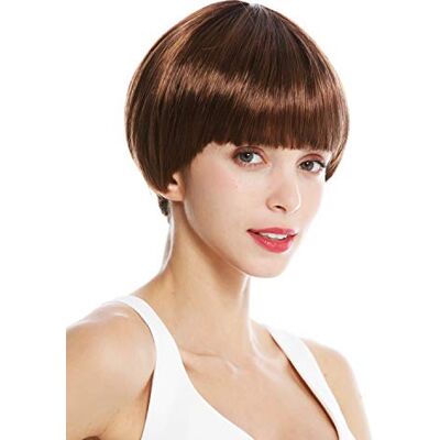 WIG ME UP VK-6-6 Perruque dame courte coupe au bol frange dégradé brun rouge mèches blondes racines brun foncé - Publicité WIG ME UP VK-6-6 Perruque dame courte coupe au bol frange dégradé brun rouge mèches blondes racines brun foncé - Publicité