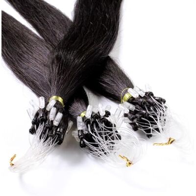 hair2heart 25 x 0.5g Extension cheveux à froid loops 50cm, couleur #1b Noir naturel, lisse - Publicité hair2heart 25 x 0.5g Extension cheveux à froid loops 50cm, couleur #1b Noir naturel, lisse - Publicité