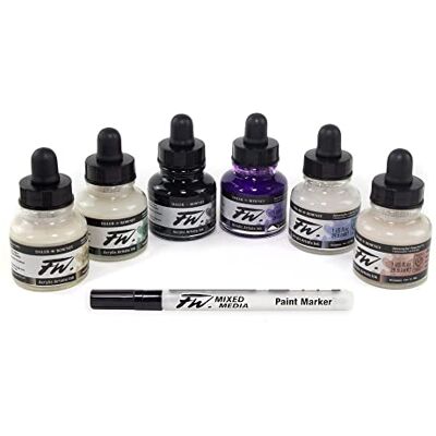 Ensemble de Couleurs Brillantes d'Encre FW - Set d'Encre Artistique - Publicité Ensemble de Couleurs Brillantes d'Encre FW - Set d'Encre Artistique - Publicité
