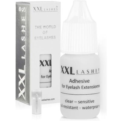 XXL Lashes Adhésif sensible, transparent, colle pour extensions de cils, résistante à l'huile et l'eau, végétalien, antiallergique, qualité médicale, sans odeur, longue durée, colle de marque à cils - Publicité XXL Lashes Adhésif sensible, transparent, colle pour extensions de cils, résistante à l'huile et l'eau, végétalien, antiallergique, qualité médicale, sans odeur, longue durée, colle de marque à cils - Publicité
