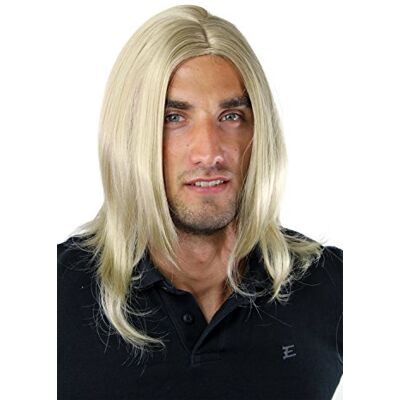 WIG ME UP Longue perruque pour homme, style jeune et à la mode, avec raie au milieu, de couleur blond foncé GFW891-24 - Publicité WIG ME UP Longue perruque pour homme, style jeune et à la mode, avec raie au milieu, de couleur blond foncé GFW891-24 - Publicité