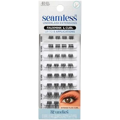 Ardell Seamless Undies – Recharge d'extensions de cils sous cils, faux vison, courbure L, pour jusqu'à 5 applications, longueurs de cils assorties, 32 grappes sans nœuds - Publicité Ardell Seamless Undies – Recharge d'extensions de cils sous cils, faux vison, courbure L, pour jusqu'à 5 applications, longueurs de cils assorties, 32 grappes sans nœuds - Publicité