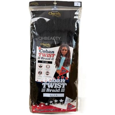 CHERISH Cheveux tressés cubains torsadés en vrac, 40,6 cm, texture douce, résistants à la chaleur, couleur 1 noir de jais - Publicité CHERISH Cheveux tressés cubains torsadés en vrac, 40,6 cm, texture douce, résistants à la chaleur, couleur 1 noir de jais - Publicité