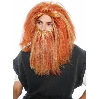 WIG ME UP 108-A+B-ZA35+ZA130 Ensemble perruque et barbe Halloween Carnaval Hommes Mâle Sauvage Homme Préhistorique Ermite Âge de pierre Orange Blond et Rouge - Publicité WIG ME UP 108-A+B-ZA35+ZA130 Ensemble perruque et barbe Halloween Carnaval Hommes Mâle Sauvage Homme Préhistorique Ermite Âge de pierre Orange Blond et Rouge - Publicité