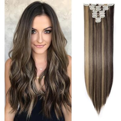TESS 66 cm Extension a Clip Cheveux Naturel, Extension Cheveux Naturel Clip Lisse Brun Foncé/Brun Moyen 18 Clips 8 PCS Rajout Cheveux Clip Naturel 140g - Publicité TESS 66 cm Extension a Clip Cheveux Naturel, Extension Cheveux Naturel Clip Lisse Brun Foncé/Brun Moyen 18 Clips 8 PCS Rajout Cheveux Clip Naturel 140g - Publicité