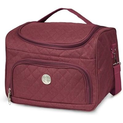 KINSTON Vanity avec Séparateurs Amovibles Trousse de Toilette Cosmétiques avec Compartiments et Poignée, Organisateur de Voyage à Suspendre, Sac de Rangement Grande capacité (Set Bordeaux, L) - Publicité KINSTON Vanity avec Séparateurs Amovibles Trousse de Toilette Cosmétiques avec Compartiments et Poignée, Organisateur de Voyage à Suspendre, Sac de Rangement Grande capacité (Set Bordeaux, L) - Publicité