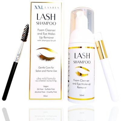 XXL Lashes Shampooing pour extensions de cils, mousse nettoyante micellaire, avec embout moussant, soin des cils, y compris pinceau pour shampooing pour cils, pour maquillage et paupières-50 ml - Publicité XXL Lashes Shampooing pour extensions de cils, mousse nettoyante micellaire, avec embout moussant, soin des cils, y compris pinceau pour shampooing pour cils, pour maquillage et paupières-50 ml - Publicité