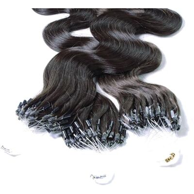 hair2heart 25 x 0.5g Extension cheveux à froid loops 50cm, couleur #1b Noir naturel, ondulé - Publicité hair2heart 25 x 0.5g Extension cheveux à froid loops 50cm, couleur #1b Noir naturel, ondulé - Publicité