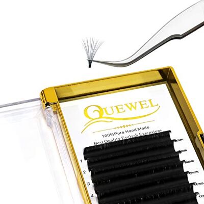 QUEWEL Extension Cils Easy Fan Lashes 0.07mm C Curl 8-15mm Volume Extensions de cils Lash Extensions Volume Russe Extension Cils Auto-Festonnés (0.07-C-MIX8-15) - Publicité QUEWEL Extension Cils Easy Fan Lashes 0.07mm C Curl 8-15mm Volume Extensions de cils Lash Extensions Volume Russe Extension Cils Auto-Festonnés (0.07-C-MIX8-15) - Publicité