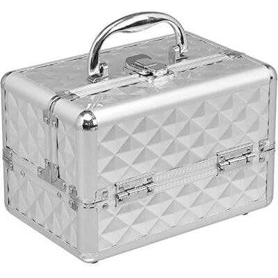 COSTWAY Coffret de Maquillage Mallette de Maquillage Mallette Cosmétique avec Miroir (Argent) - Publicité COSTWAY Coffret de Maquillage Mallette de Maquillage Mallette Cosmétique avec Miroir (Argent) - Publicité