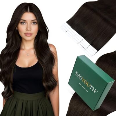 Easyouth Adhesif Extension Cheveux Naturel Invisible Extension de Cheveux Adhesive Humain Brun le plus Foncé Vrais Tape in Extension Cheveux Droit 55cm 50g 20Pcs #2 - Publicité Easyouth Adhesif Extension Cheveux Naturel Invisible Extension de Cheveux Adhesive Humain Brun le plus Foncé Vrais Tape in Extension Cheveux Droit 55cm 50g 20Pcs #2 - Publicité