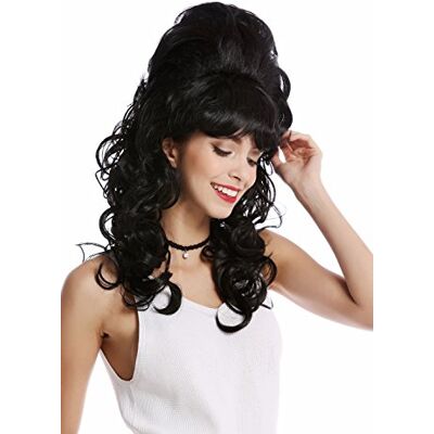 WIG ME UP GF-W2418-1B Perruque longue noire frange dame baroque années 60 rétro énorme choucroute chignon boucles - Publicité WIG ME UP GF-W2418-1B Perruque longue noire frange dame baroque années 60 rétro énorme choucroute chignon boucles - Publicité
