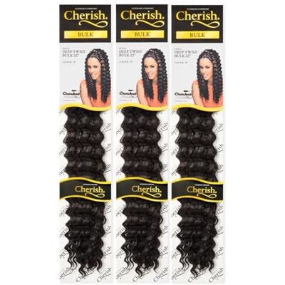 CHERISH /Tresse en crochet en Twist profond en vrac 56 cm / Extension de cheveux Couleur 1B / Lot de 3 - Publicité CHERISH /Tresse en crochet en Twist profond en vrac 56 cm / Extension de cheveux Couleur 1B / Lot de 3 - Publicité
