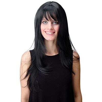 WIG ME UP GFW09-1B Perruque dame longue lisse longue frange dégradée noire - Publicité WIG ME UP GFW09-1B Perruque dame longue lisse longue frange dégradée noire - Publicité