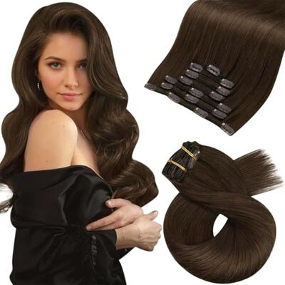 Moresoo Extension Cheveux Naturel Clip Marron Foncé 55 cm 120g 7 Pièces #4 - Publicité Moresoo Extension Cheveux Naturel Clip Marron Foncé 55 cm 120g 7 Pièces #4 - Publicité