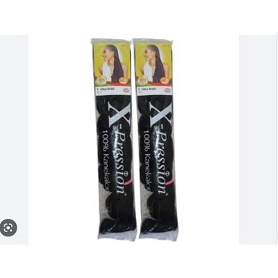 x-pression Lot de 2 extensions de cheveux synthétiques Ultra Braid #1, noir, env. 210 cm - Publicité x-pression Lot de 2 extensions de cheveux synthétiques Ultra Braid #1, noir, env. 210 cm - Publicité