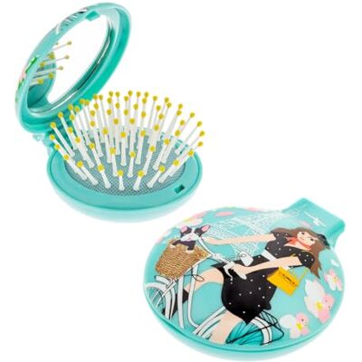 Pylones Brosse à cheveux avec miroir Lady Retro - Publicité Pylones Brosse à cheveux avec miroir Lady Retro - Publicité