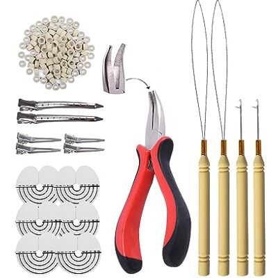 YANTAISIYU Kit pour extensions micro anneau en silicone pince pour extension plume cheveux (Blonde) - Publicité YANTAISIYU Kit pour extensions micro anneau en silicone pince pour extension plume cheveux (Blonde) - Publicité