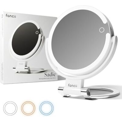 Fancii Miroir de voyage grossissant 10x/1x avec lumières, rechargeable Miroir de maquillage extra large de 22,9 cm avec éclairage LED, miroir de courtoisie pliable, double face, 3 réglages de - Publicité Fancii Miroir de voyage grossissant 10x/1x avec lumières, rechargeable Miroir de maquillage extra large de 22,9 cm avec éclairage LED, miroir de courtoisie pliable, double face, 3 réglages de - Publicité