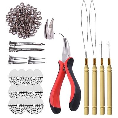 YANTAISIYU Kit pour extensions micro anneau en silicone pince pour extension plume cheveux (Marron) - Publicité YANTAISIYU Kit pour extensions micro anneau en silicone pince pour extension plume cheveux (Marron) - Publicité