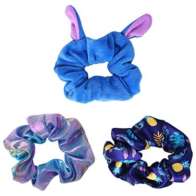 Disney Lilo & Stitch Blue, Pink & Purple 3pc Hair Scrunchie Set VE700267L - Publicité Disney Lilo & Stitch Blue, Pink & Purple 3pc Hair Scrunchie Set VE700267L - Publicité
