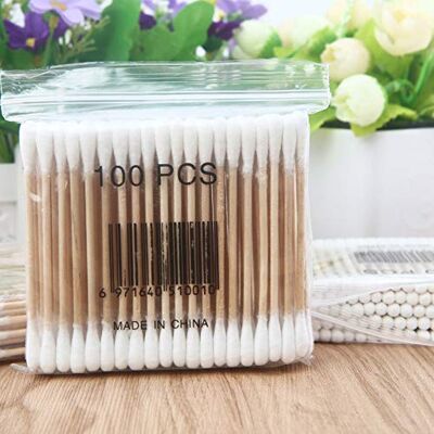 GREENLANS-1 Lot de 100 cotons-tiges jetables double face en bois - Publicité GREENLANS-1 Lot de 100 cotons-tiges jetables double face en bois - Publicité