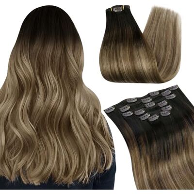 Ugeat 10 extensions de cheveux à clip Remy Hair 40,6 cm 120 g Cheveux droits et soyeux 100 % humains Dégradé de couleur du brun foncé #4 au blond clair # 6 N°613 - Publicité Ugeat 10 extensions de cheveux à clip Remy Hair 40,6 cm 120 g Cheveux droits et soyeux 100 % humains Dégradé de couleur du brun foncé #4 au blond clair # 6 N°613 - Publicité