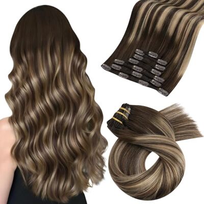 Moresoo Extension Cheveux Naturel Clip Ombre Extension Clip Cheveux Naturel Balayage Marron Foncé à Blond Caramel avec Marron Foncé #4/27/4 45 cm 7 Pièces 120g - Publicité Moresoo Extension Cheveux Naturel Clip Ombre Extension Clip Cheveux Naturel Balayage Marron Foncé à Blond Caramel avec Marron Foncé #4/27/4 45 cm 7 Pièces 120g - Publicité