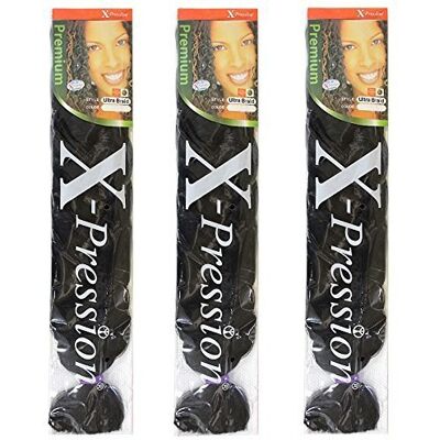 x-pression Premium Original Ultra Braid Lot de 3 extensions de cheveux Couleur 2 - Publicité x-pression Premium Original Ultra Braid Lot de 3 extensions de cheveux Couleur 2 - Publicité