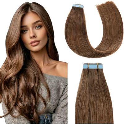 Sunya Extension Adhesive Cheveux Naturel 50cm Marron brun Extension Cheveux Naturel Adhesif Tape In Hair Extensions Human Hair 20 Pièces/50g #6 Marron brun - Publicité Sunya Extension Adhesive Cheveux Naturel 50cm Marron brun Extension Cheveux Naturel Adhesif Tape In Hair Extensions Human Hair 20 Pièces/50g #6 Marron brun - Publicité