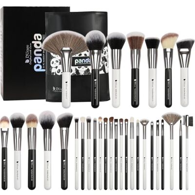 DUcare Pinceaux Maquillages Professionnel Kit de 31pcs Elegante Cuir PU Pochette Synthétiques Premium Pinceaux (Noir Blanc) - Publicité DUcare Pinceaux Maquillages Professionnel Kit de 31pcs Elegante Cuir PU Pochette Synthétiques Premium Pinceaux (Noir Blanc) - Publicité