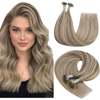 YoungSee Extension Keratine Cheveux Naturel Mèche Blond Extension à Chaud Chatain Clair Highlight 55 cm Extensions Cheveux à la Kératine Marron Clair avec Blond Platine 1g/meche 50mèches/50g - Publicité YoungSee Extension Keratine Cheveux Naturel Mèche Blond Extension à Chaud Chatain Clair Highlight 55 cm Extensions Cheveux à la Kératine Marron Clair avec Blond Platine 1g/meche 50mèches/50g - Publicité
