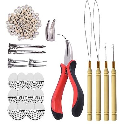 YANTAISIYU Kit pour extensions micro anneau en silicone pince pour extension plume cheveux (Gris Blond) - Publicité YANTAISIYU Kit pour extensions micro anneau en silicone pince pour extension plume cheveux (Gris Blond) - Publicité